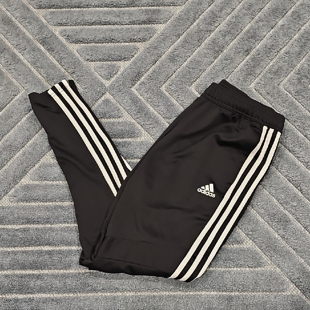 Adidas Black Joggers with White Stripes